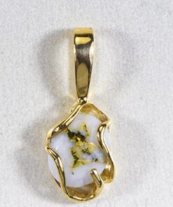 Gold Quartz Pendant "Orocal" PN1079Q Genuine Hand Crafted Jewelry - 14K Gold Yellow Gold Casting