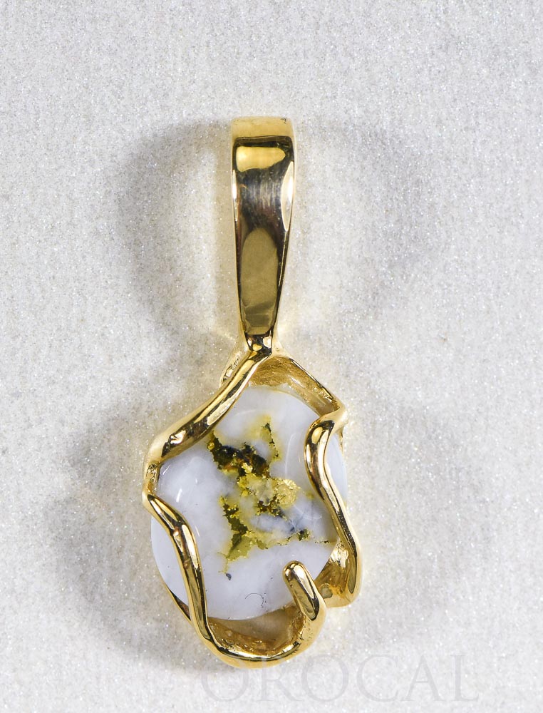 Gold Quartz Pendant "Orocal" PN1079Q Genuine Hand Crafted Jewelry - 14K Gold Yellow Gold Casting