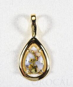 Gold Quartz Pendant "Orocal" PN442MQ Genuine Hand Crafted Jewelry - 14K Gold Yellow Gold Casting