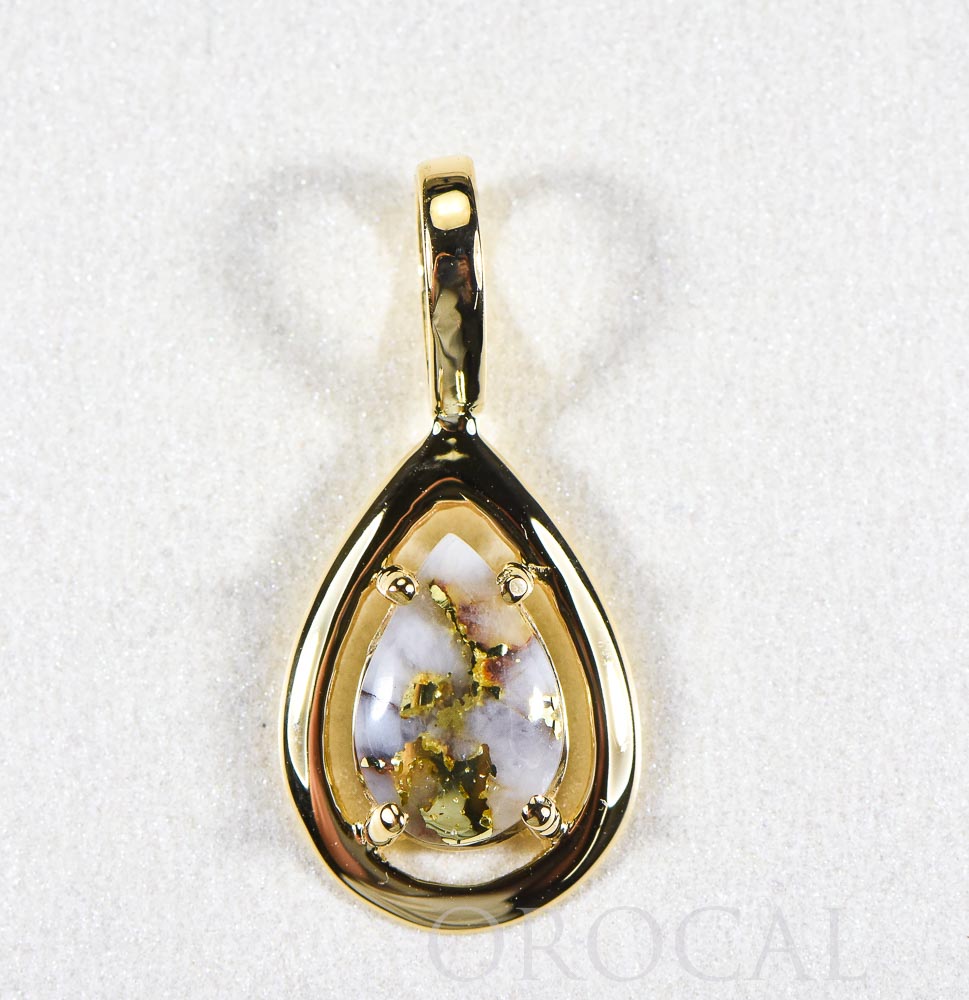 Gold Quartz Pendant "Orocal" PN442MQ Genuine Hand Crafted Jewelry - 14K Gold Yellow Gold Casting
