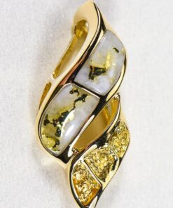 Gold Quartz Pendant "Orocal" PN649NQ Genuine Hand Crafted Jewelry - 14K Gold Yellow Gold Casting