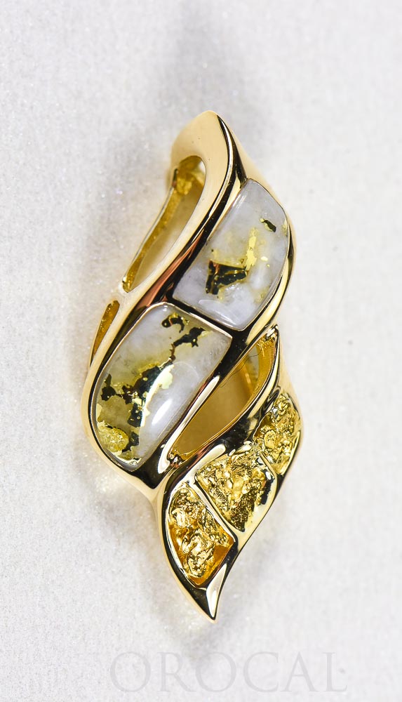 Gold Quartz Pendant "Orocal" PN649NQ Genuine Hand Crafted Jewelry - 14K Gold Yellow Gold Casting