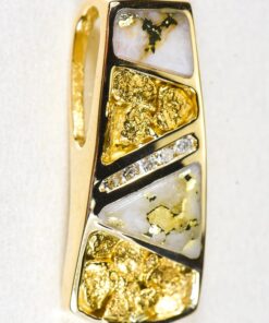 Gold Quartz Pendant "Orocal" PN798DNQ Genuine Hand Crafted Jewelry - 14K Gold Yellow Gold Casting