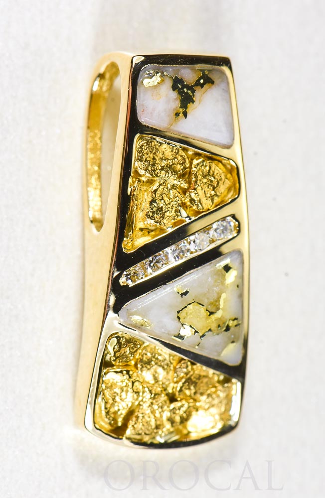 Gold Quartz Pendant "Orocal" PN798DNQ Genuine Hand Crafted Jewelry - 14K Gold Yellow Gold Casting