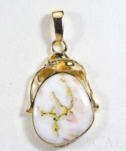 Gold Quartz Pendant "Orocal" PN854QX Genuine Hand Crafted Jewelry - 14K Gold Yellow Gold Casting