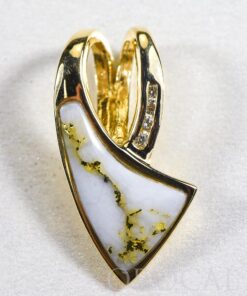 Gold Quartz Pendant "Orocal" PN887DQX Genuine Hand Crafted Jewelry - 14K Gold Yellow Gold Casting