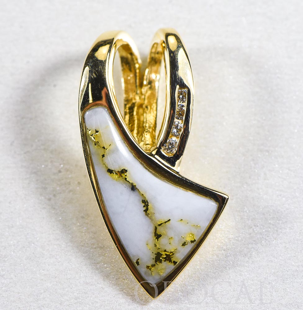 Gold Quartz Pendant "Orocal" PN887DQX Genuine Hand Crafted Jewelry - 14K Gold Yellow Gold Casting