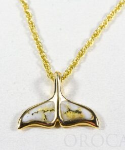 Gold Quartz Pendant Whales Tail "Orocal" PAJWT301QX Genuine Hand Crafted Jewelry - 14K Gold Yellow Gold Casting
