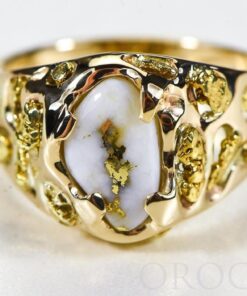 Gold Quartz Ring "Orocal" RMEQ103S Genuine Hand Crafted Jewelry - 14K Gold Casting