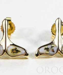 Gold Quartz Whale Tail Earrings "Orocal" EDLWT8SQ Genuine Hand Crafted Jewelry - 14K Gold Casting