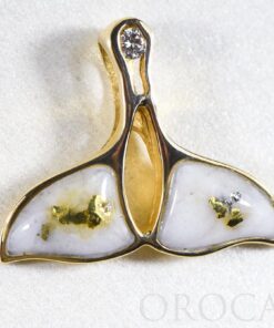 Gold Quartz Whale Tail Pendant "Orocal" PWT26DQX Genuine Hand Crafted Jewelry - 14K Gold Yellow Gold Casting