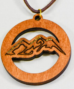 Laser Engraved Necklace "Mountain Scene" w/ Natural Gold Nuggets