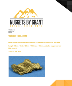 Personalized Australian Gold Nugget Story & Appraisal "Light Up Collectors Box"